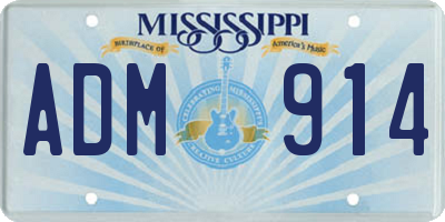 MS license plate ADM914