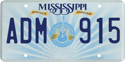 MS license plate ADM915