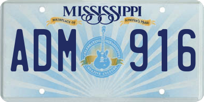 MS license plate ADM916