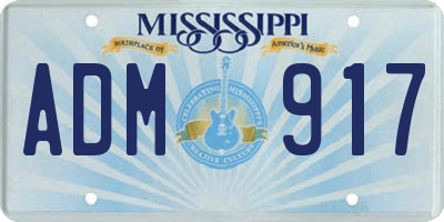 MS license plate ADM917