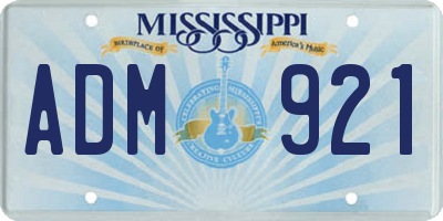 MS license plate ADM921