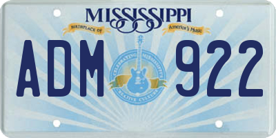 MS license plate ADM922