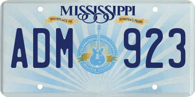 MS license plate ADM923