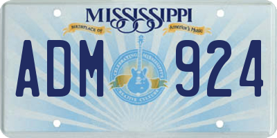 MS license plate ADM924