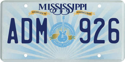 MS license plate ADM926