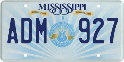 MS license plate ADM927