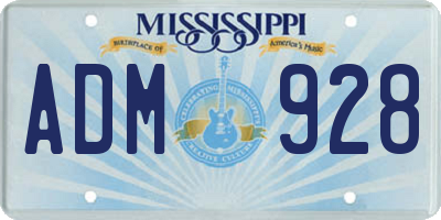 MS license plate ADM928