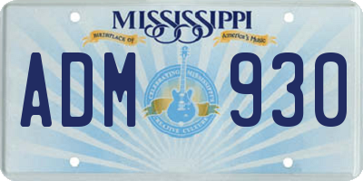MS license plate ADM930