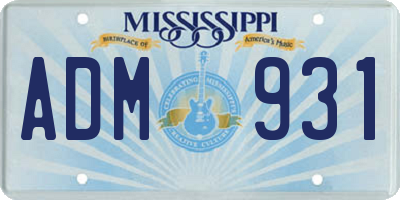 MS license plate ADM931