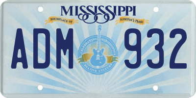 MS license plate ADM932
