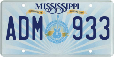 MS license plate ADM933