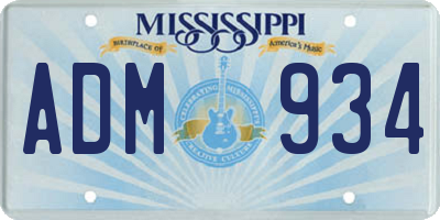 MS license plate ADM934