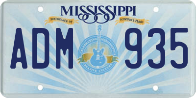 MS license plate ADM935