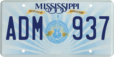 MS license plate ADM937