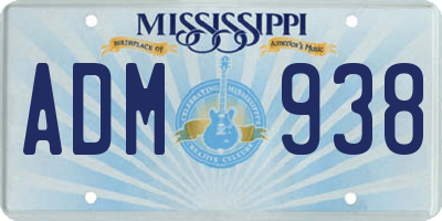 MS license plate ADM938