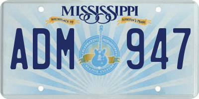 MS license plate ADM947