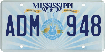 MS license plate ADM948