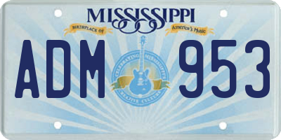 MS license plate ADM953