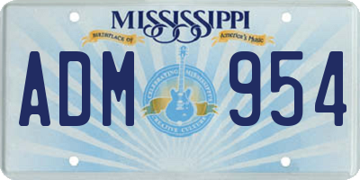 MS license plate ADM954