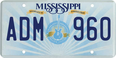 MS license plate ADM960