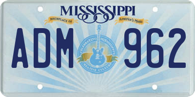 MS license plate ADM962