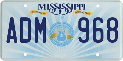 MS license plate ADM968