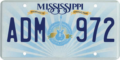 MS license plate ADM972