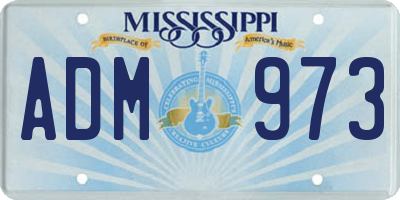 MS license plate ADM973