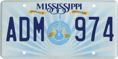 MS license plate ADM974