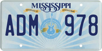 MS license plate ADM978