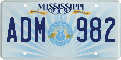 MS license plate ADM982