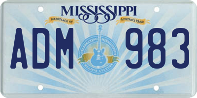 MS license plate ADM983