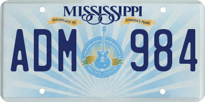 MS license plate ADM984