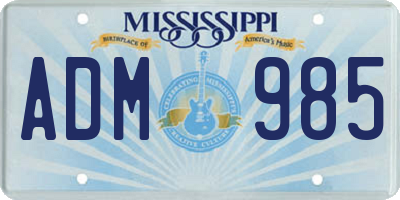 MS license plate ADM985
