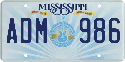MS license plate ADM986
