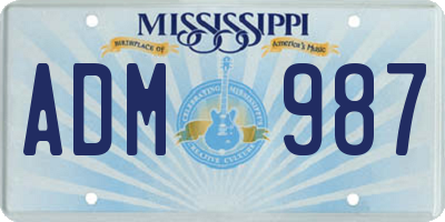 MS license plate ADM987