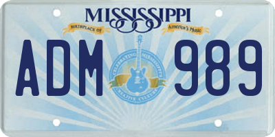 MS license plate ADM989