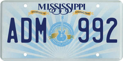 MS license plate ADM992