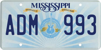 MS license plate ADM993