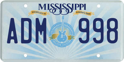MS license plate ADM998
