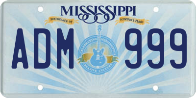 MS license plate ADM999