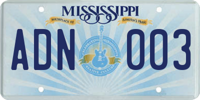 MS license plate ADN003
