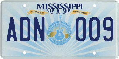 MS license plate ADN009