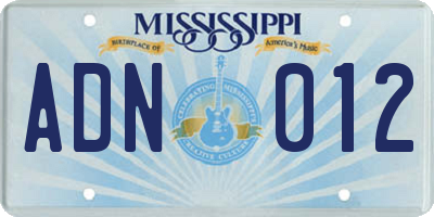 MS license plate ADN012