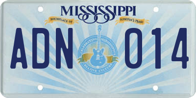 MS license plate ADN014