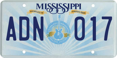 MS license plate ADN017