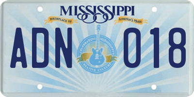 MS license plate ADN018