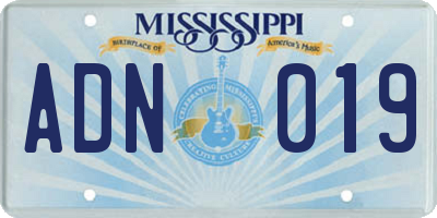MS license plate ADN019