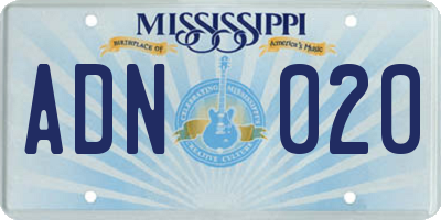 MS license plate ADN020