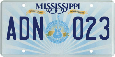 MS license plate ADN023